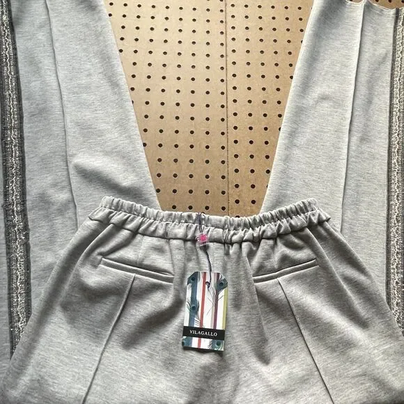 NWT Vilagallo Pants Womens Size 14 Gray Pearls Gray Sweat 26564 Portugal